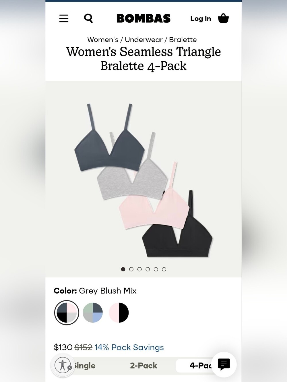 BOMBAS Bralette 4 Pack Size M/L - Picture 6 of 9